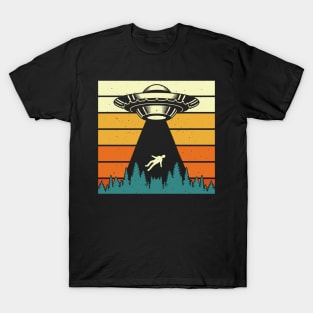 Vintage retro alien ufo camping T-Shirt